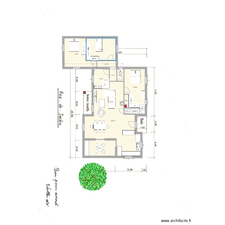 plan maison avec extension V7 avant/après extension. Plan de 12 pièces et 118 m2