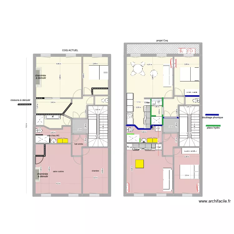 1er &eacute;tage Coq avec balcon. Plan de 