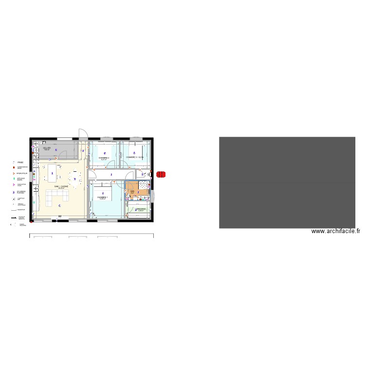 PROJET 1. Plan de 7 pièces et 82 m2