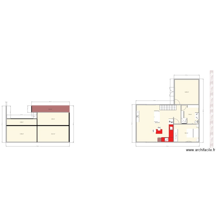 Hangar en L masos 60 m2. Plan de 0 pièce et 0 m2