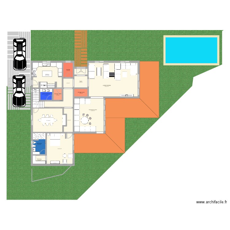 yasmine. Plan de 32 pièces et 342 m2