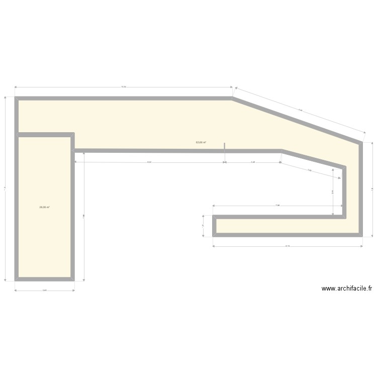 Terrasse. Plan de 2 pièces et 91 m2