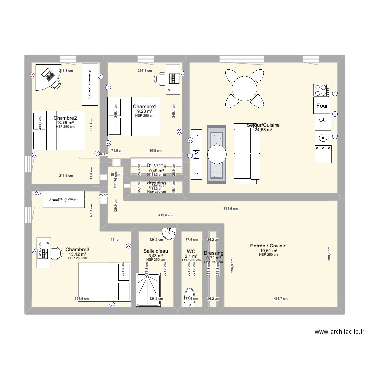 appartement . Plan de 10 pièces et 85 m2