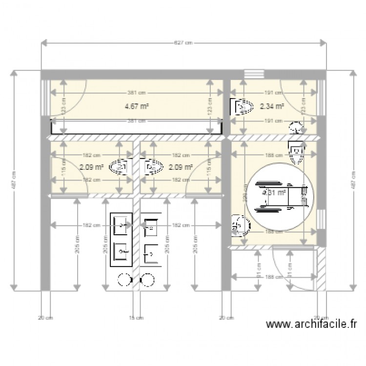 Bloc WC OT. Plan de 0 pièce et 0 m2