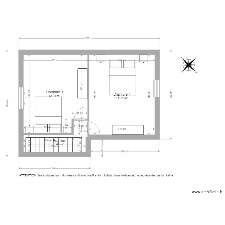 BI 1638 2ème étage coté. Plan de 0 pièce et 0 m2