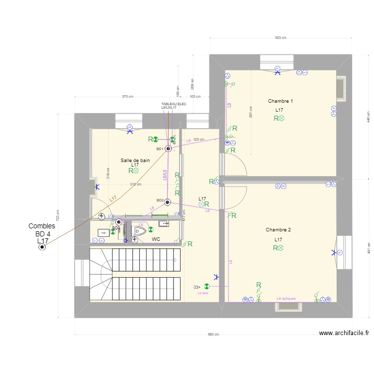  ECL ETAGE. Plan de 5 pièces et 59 m2