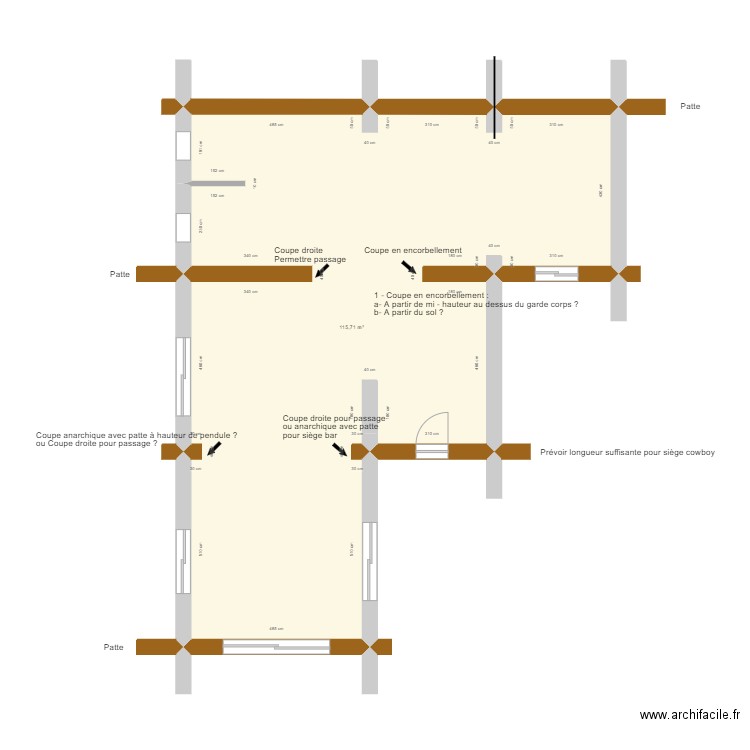Plan T2.1 centre équestre (1). Plan de 1 pièce et 116 m2