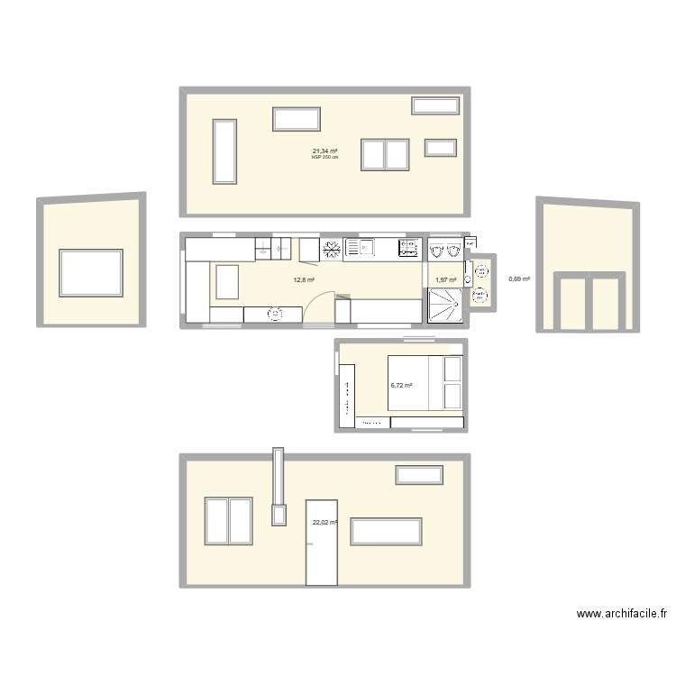 PLAN TINY CLEM. Plan de 10 pièces et 79 m2