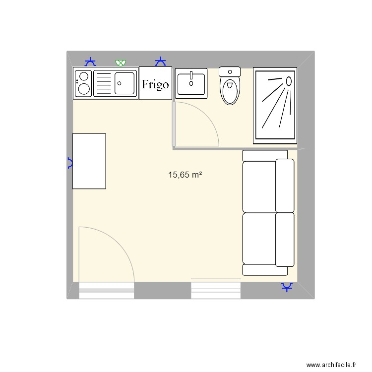 16m2. Plan de 0 pièce et 0 m2
