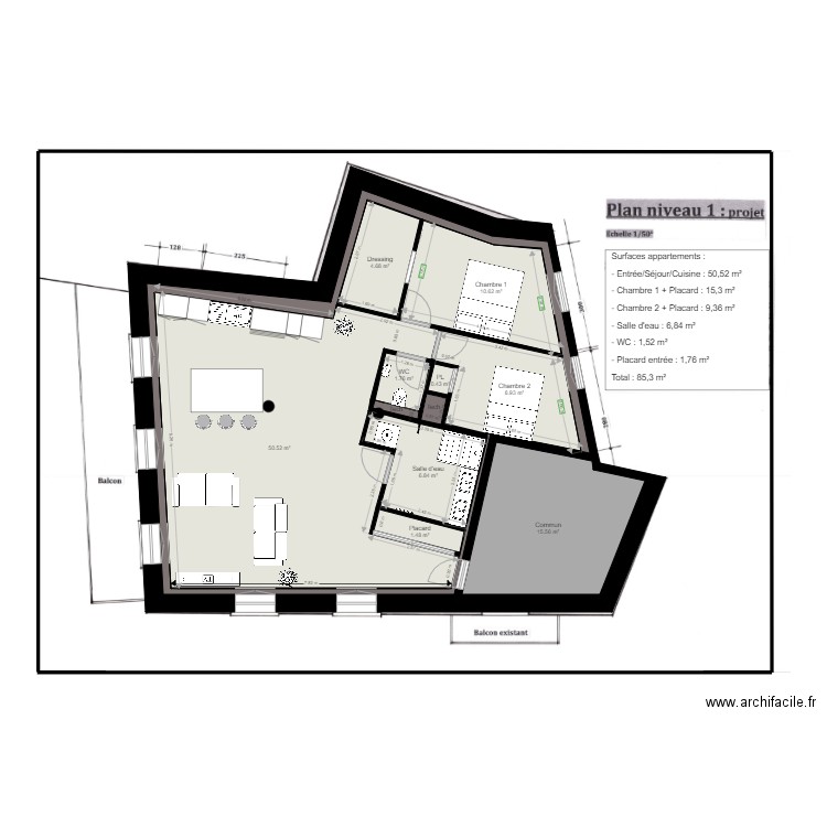 Plan appartement Djerdi mise à jour. Plan de 12 pièces et 199 m2