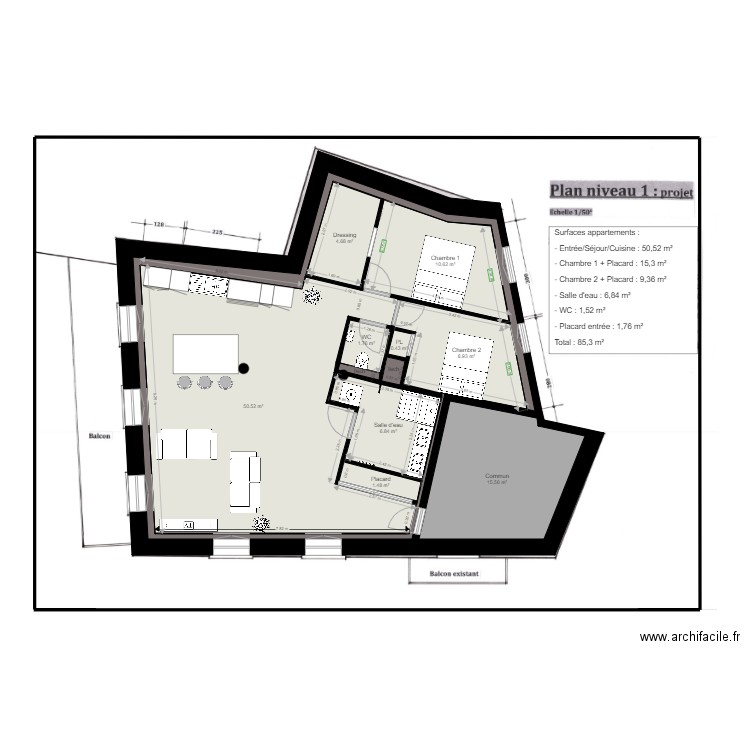 Plan appartement Djerdi mise à jour. Plan de 0 pièce et 0 m2