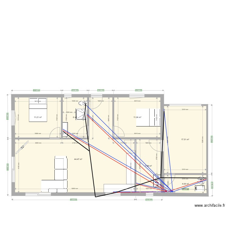 Projet Chalet. Plan de 7 pièces et 103 m2