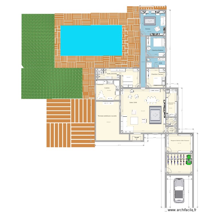 projet  pervenches avec piscine. Plan de 0 pièce et 0 m2