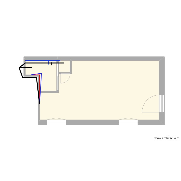 Chris plomberie. Plan de 3 pièces et 20 m2