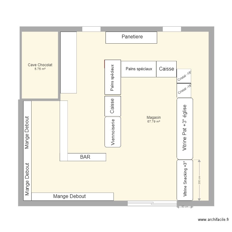 Magasin. Plan de 0 pièce et 0 m2