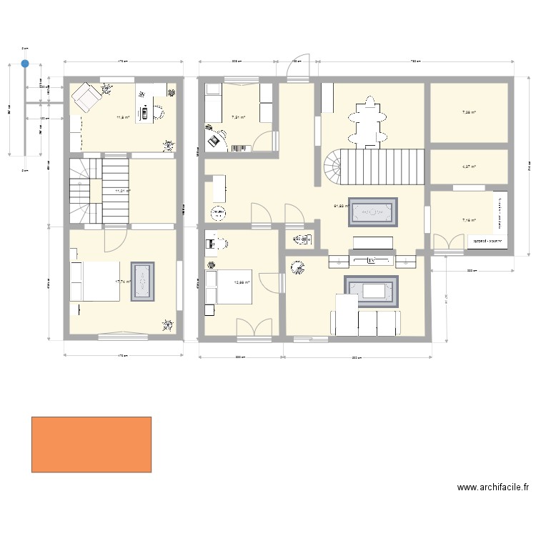 maison vauroux 12 version réduite. Plan de 10 pièces et 142 m2
