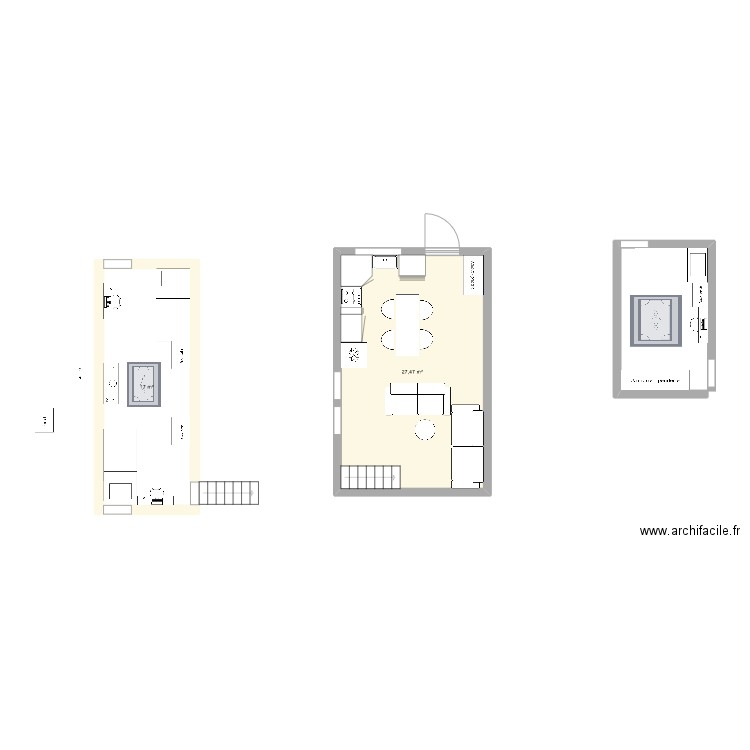 chambre enfant et piece a vivre 2 3. Plan de 2 pièces et 44 m2