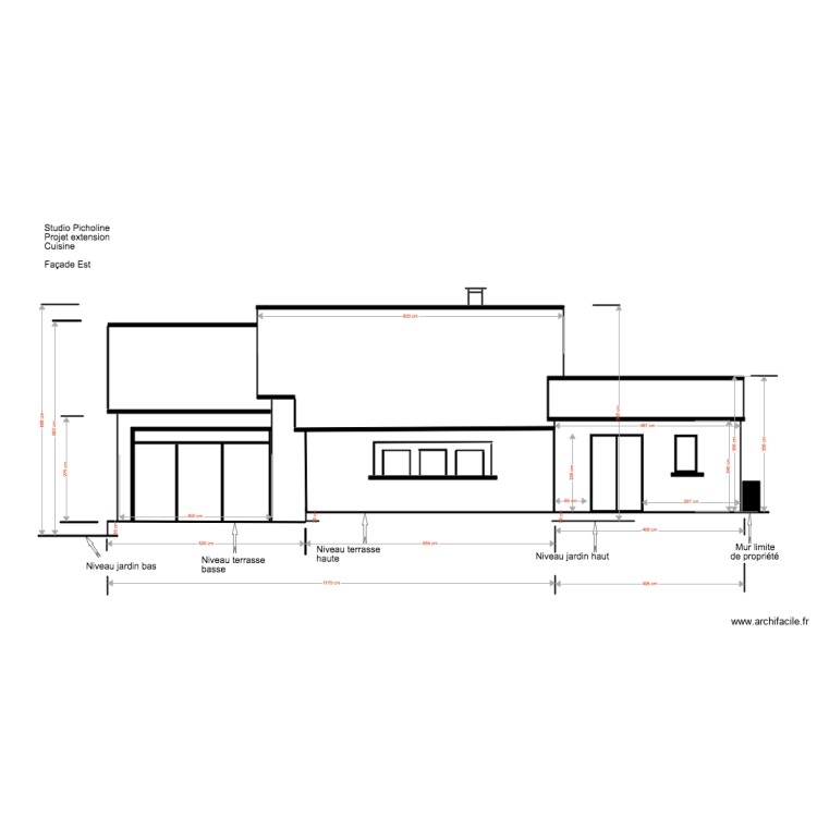Studio Picholine Projet extension cuisine Fa&ccedil;ade est . Plan de 0 pièce et 0 m2