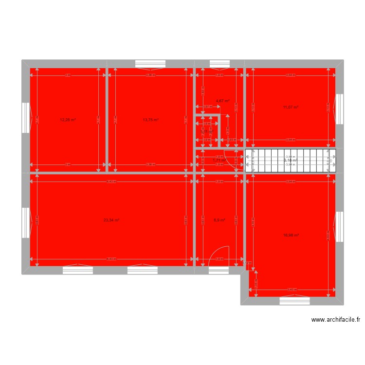 PIQUARD. Plan de 18 pièces et 193 m2