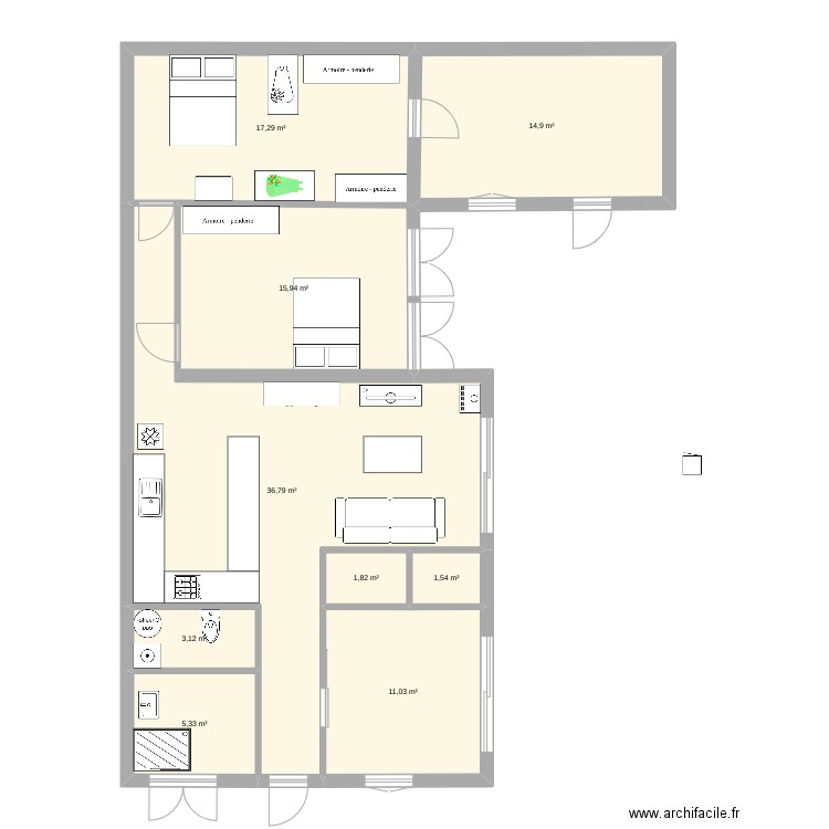 maison 2. Plan de 9 pièces et 108 m2