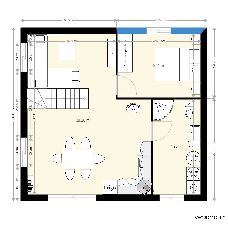 tiro 840 x 720 os120 escalier central. Plan de 0 pièce et 0 m2