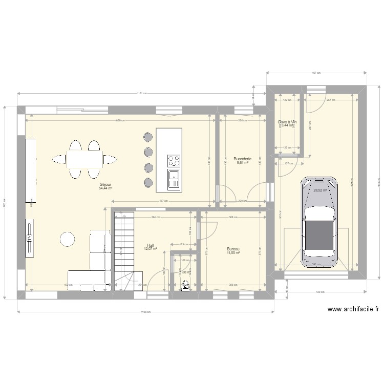 Ciamarra. Plan de 15 pièces et 210 m2