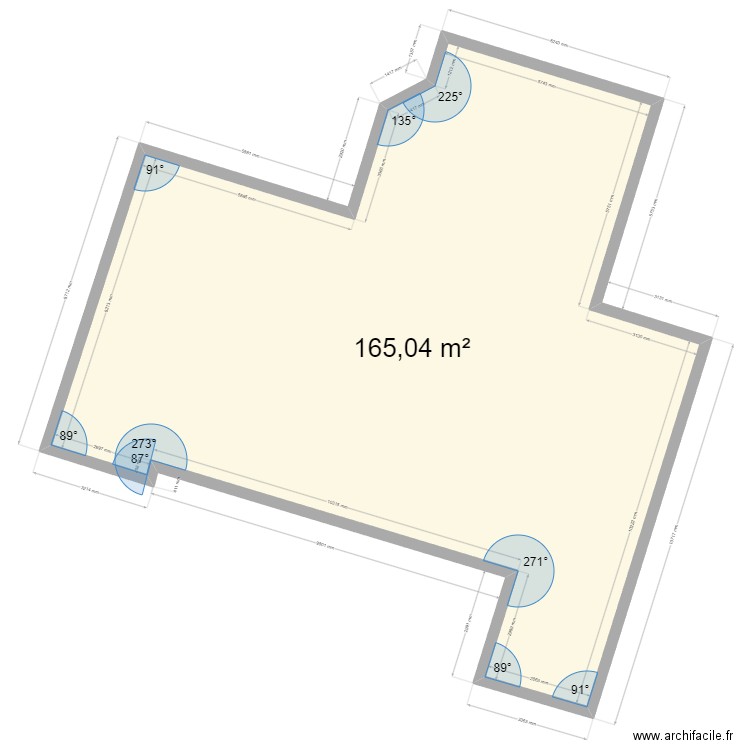 Masse. Plan de 1 pièce et 165 m2