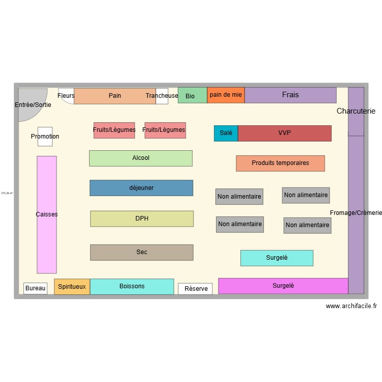 LIDL. Plan de 1 pièce et 272 m2