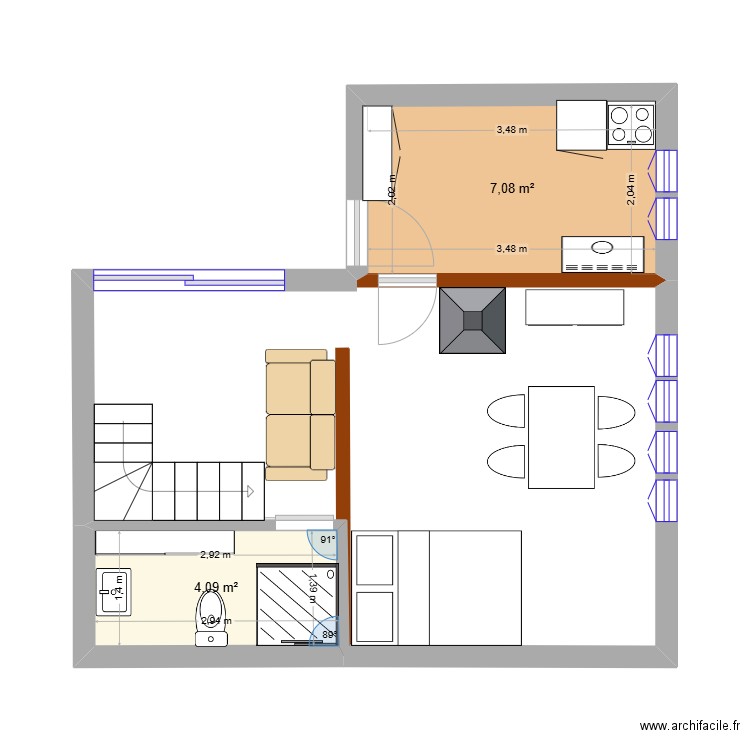 Mayen. Plan de 2 pièces et 11 m2