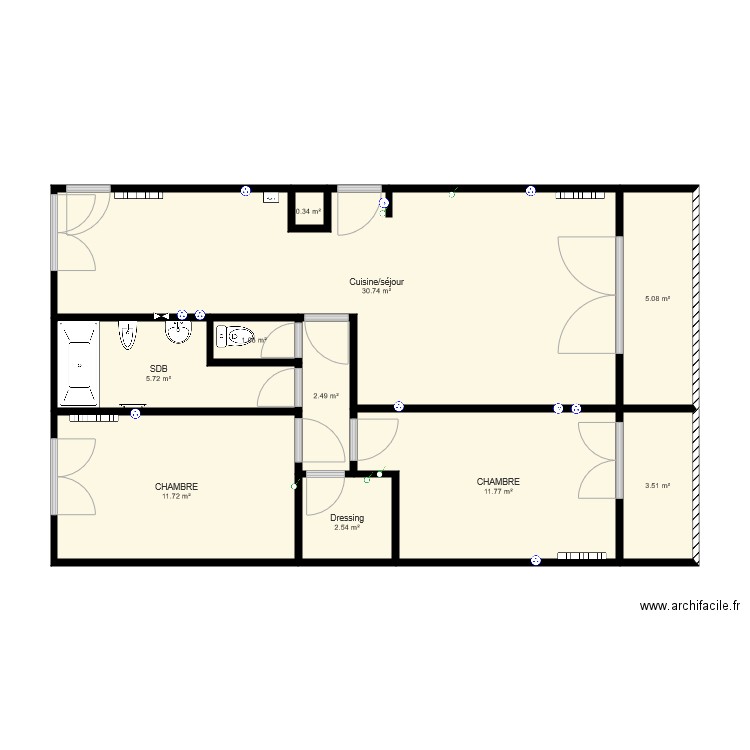 plan complet appart. Plan de 0 pièce et 0 m2