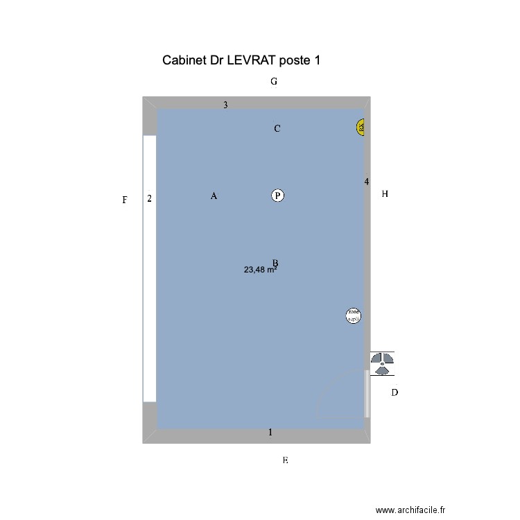 LEVRAT poste 1. Plan de 1 pièce et 23 m2