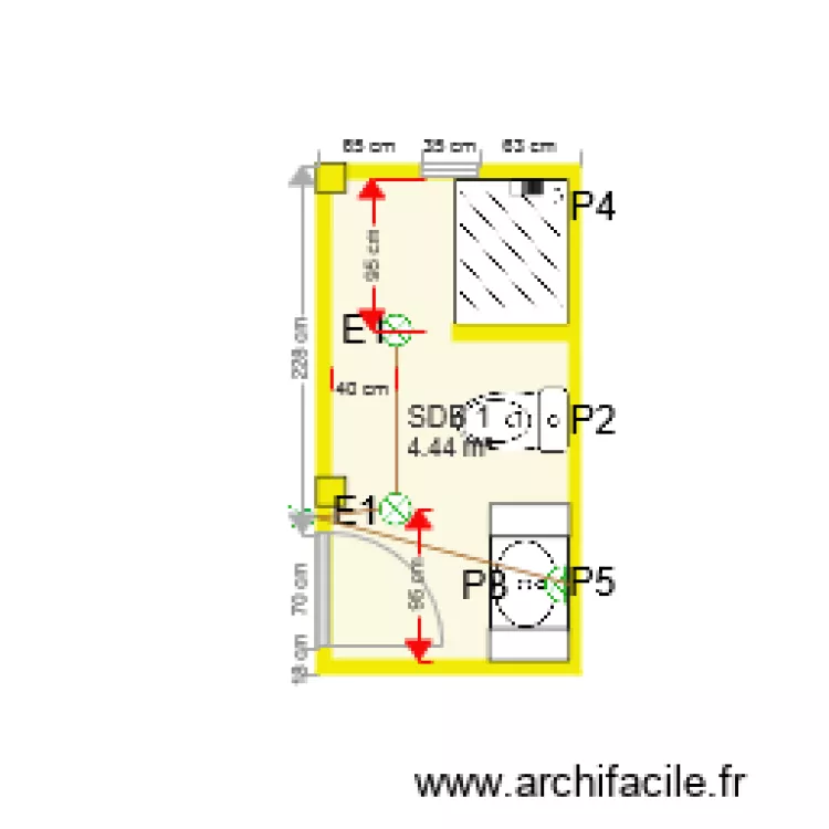 &eacute;lectricit&eacute; SDB 1. Plan de 
