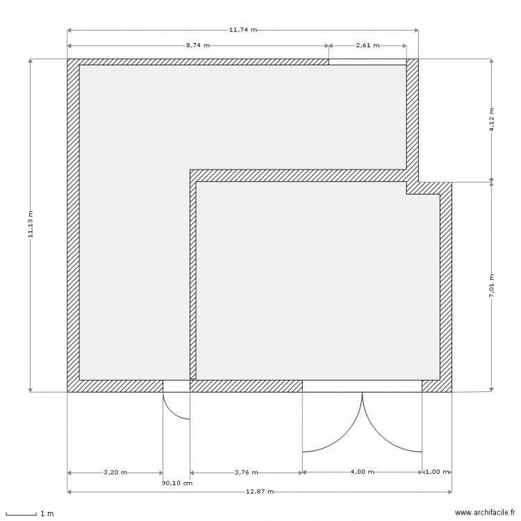 Etat Actuel - Echelle 1/100e. Plan de 0 pièce et 0 m2