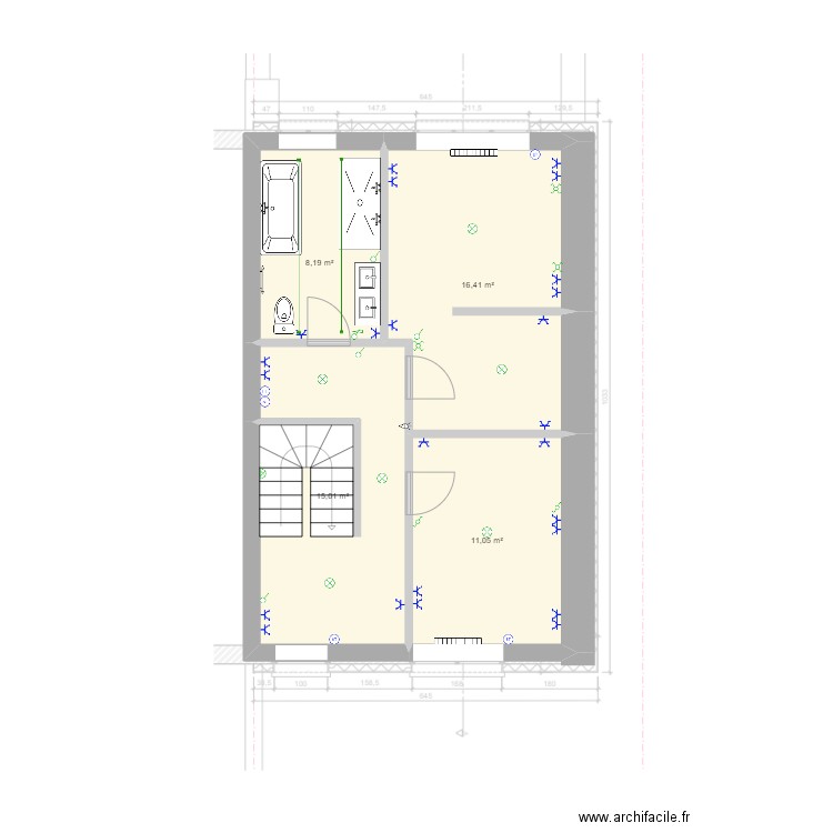 PAC_Etage1. Plan de 4 pièces et 51 m2