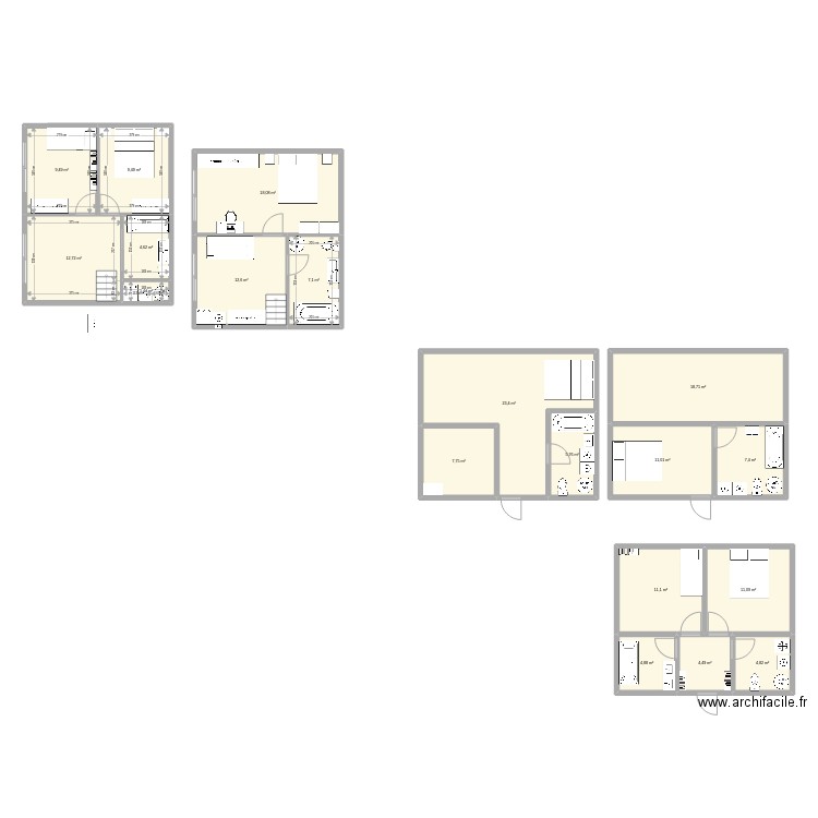 extension 2. Plan de 19 pièces et 186 m2