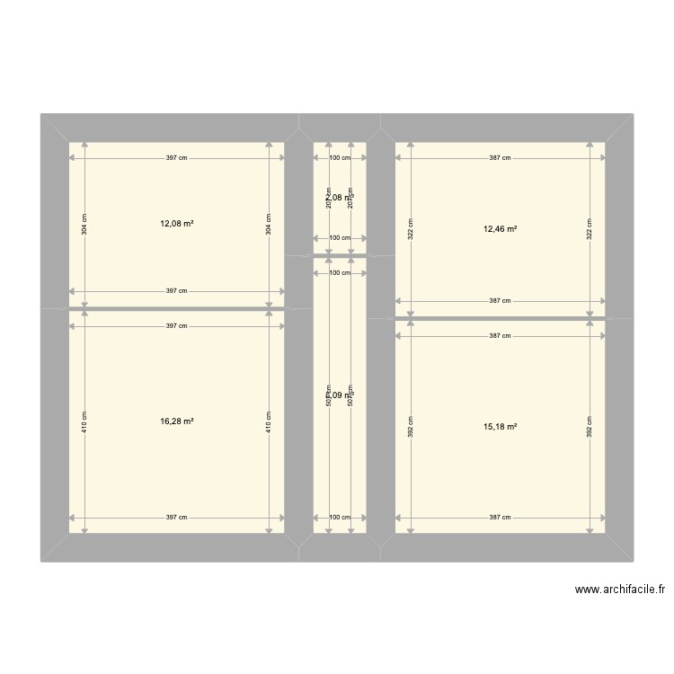 plan de base. Plan de 6 pièces et 63 m2