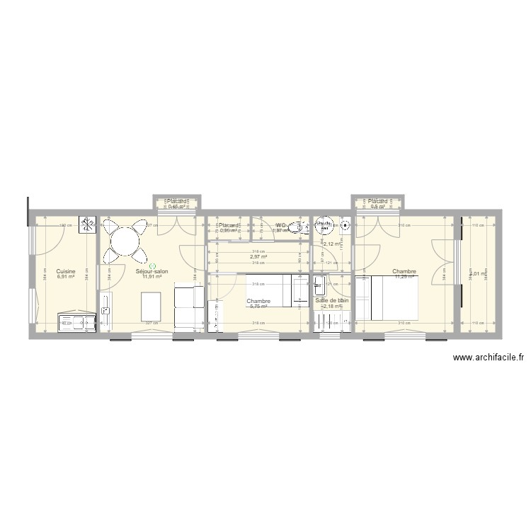 Maison Ronce Projet v2. Plan de 12 pièces et 50 m2