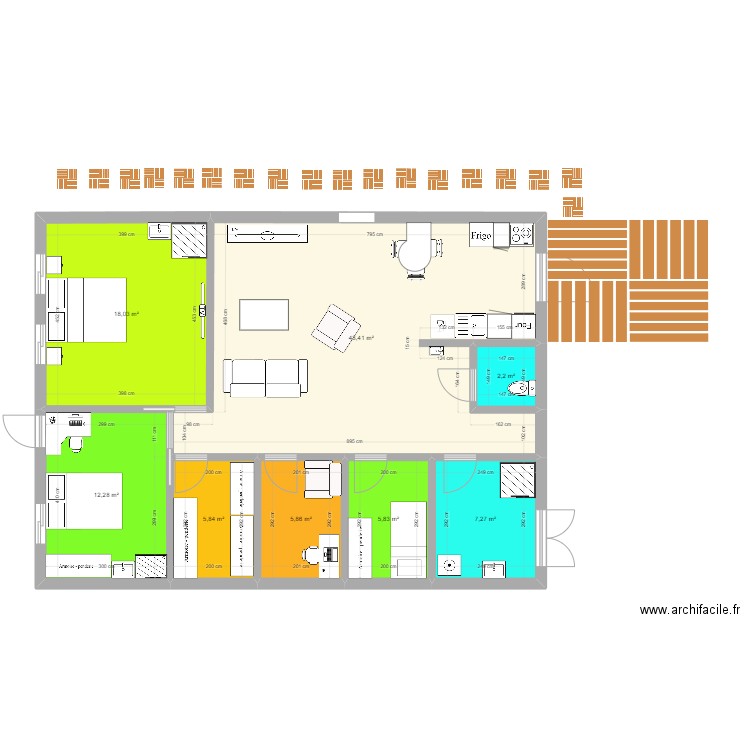 Montjoly Nid d’Amour. Plan de 8 pièces et 101 m2