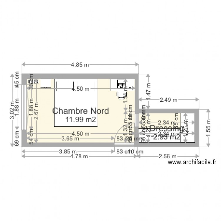 Chambre nord . Plan de 0 pièce et 0 m2
