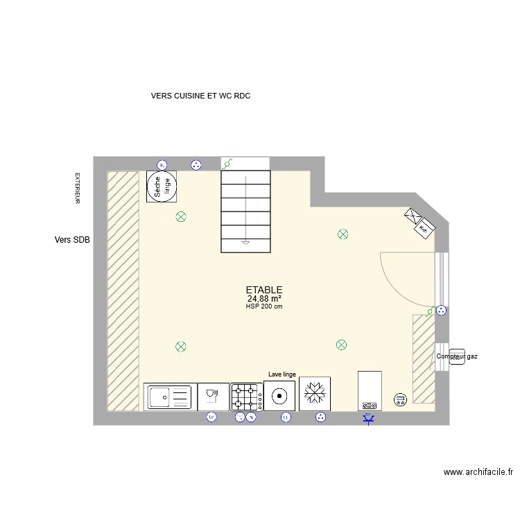 ETABLE ELECTRICITE. Plan de 1 pièce et 25 m2