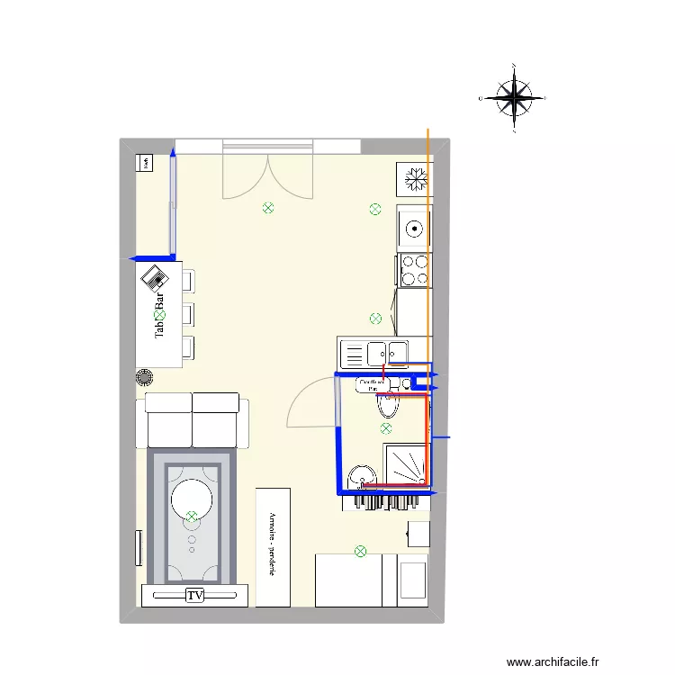 Plan r&eacute;seau du studio (agence). Plan de 