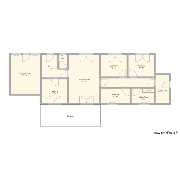 6130. Plan de 12 pièces et 65 m2