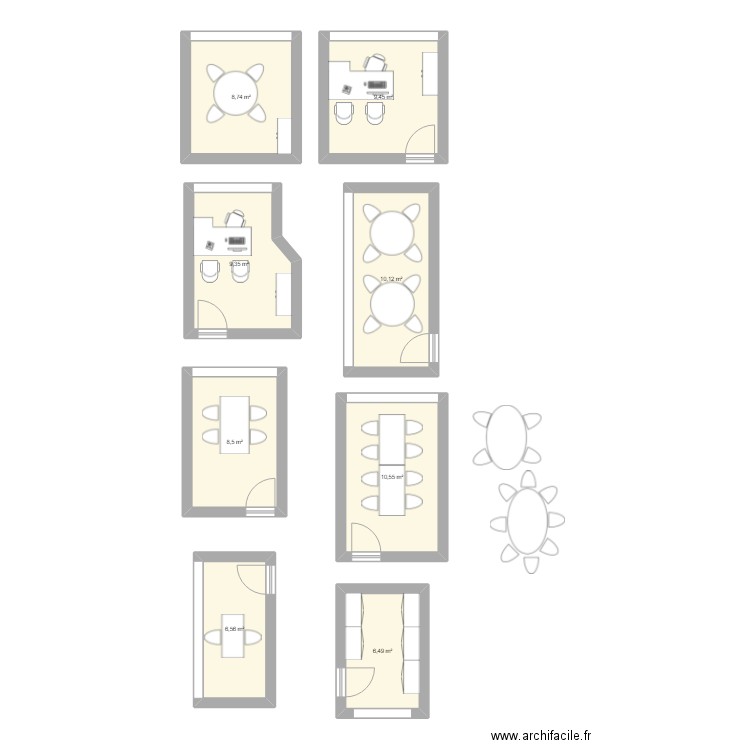 AVROY BERLITZ. Plan de 8 pièces et 70 m2