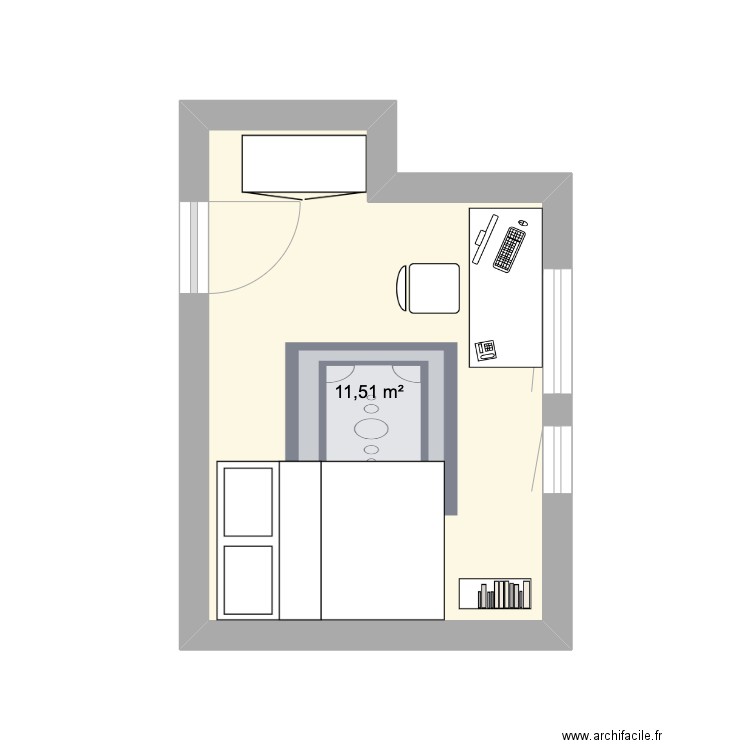 Coline chambre 1. Plan de 1 pièce et 12 m2