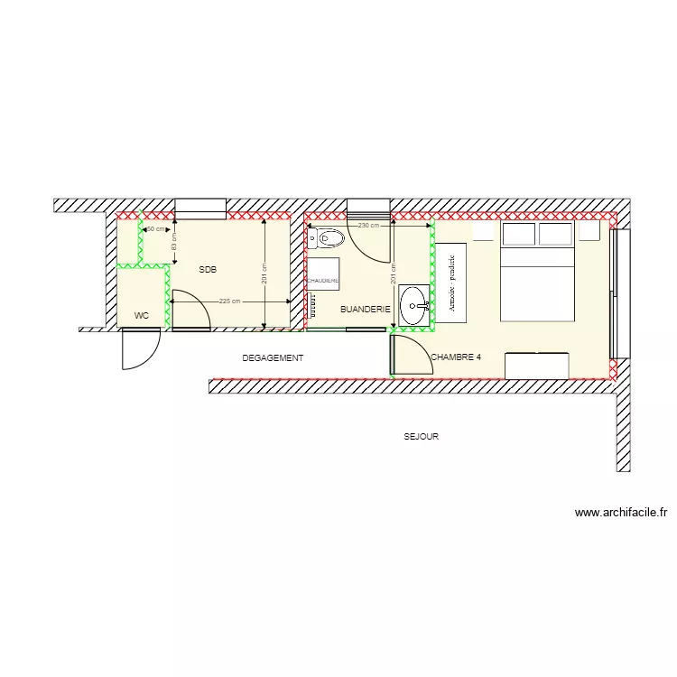 BELMONTE CHAMBRE SDB  BUANDERIE COTE. Plan de 