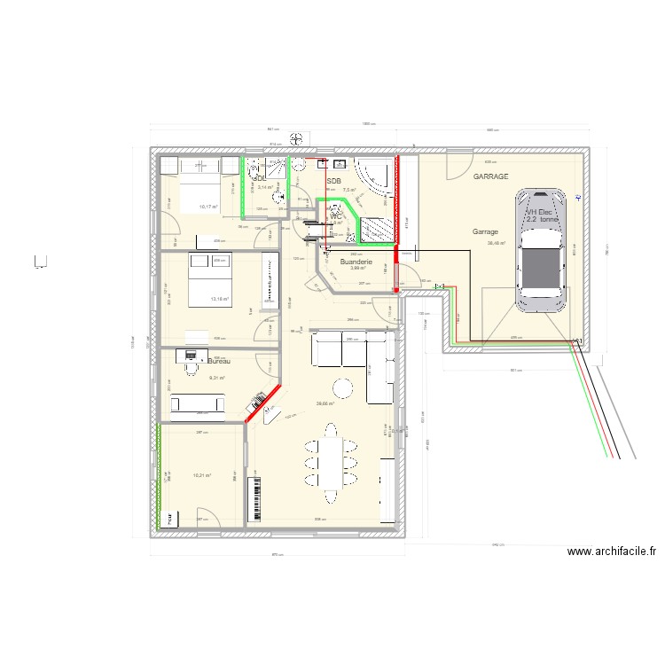 tour du crieu 61. Plan de 12 pièces et 138 m2