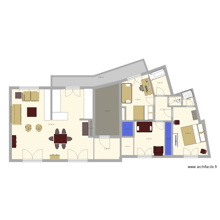 100 mètres carres. Plan de 0 pièce et 0 m2