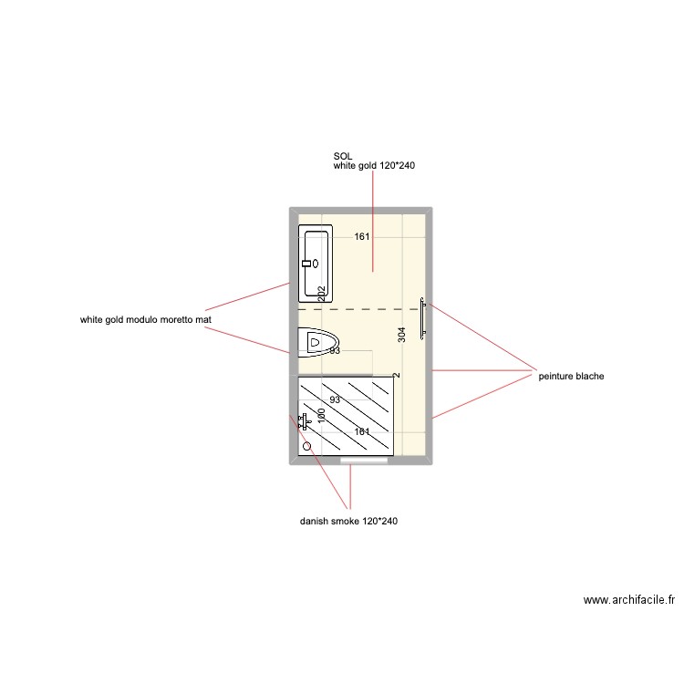 SDB détails 2.3. Plan de 1 pièce et 5 m2