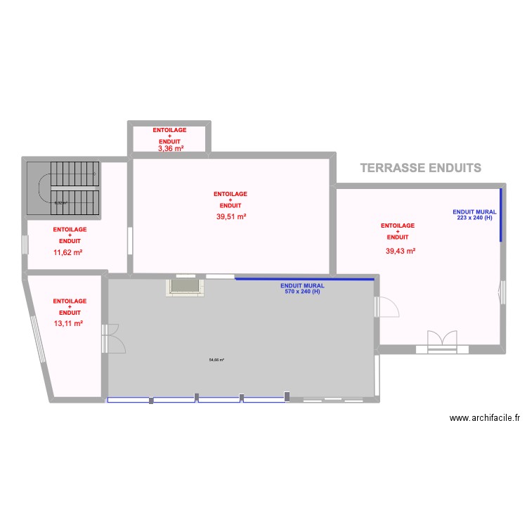 TERRASSE Peinture et/ou papier peint. Plan de 7 pièces et 168 m2