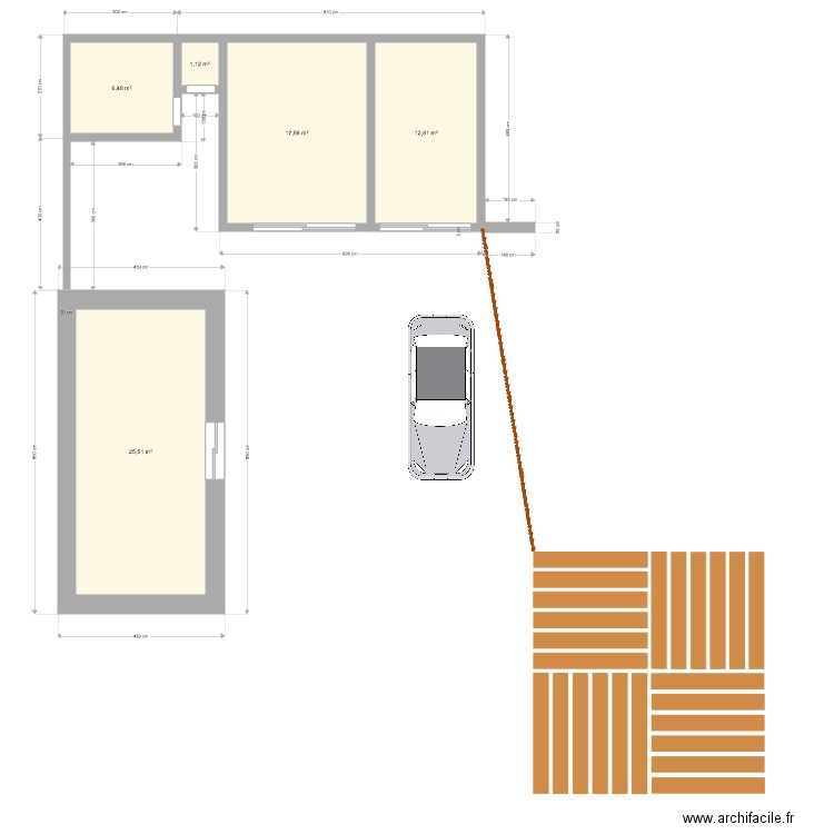 Remise et garages côtes hauteurs. Plan de 5 pièces et 63 m2